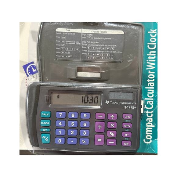 Texas Instruments TI-1775 Vintage Compact Calculator w/ Clock 1995 New Old Stock - Picture 2 of 8